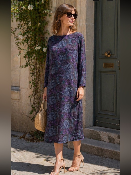 Liberty Arts Dresses & Skirts - LIBERTY ART / LONDON 💯 Silk VTG Midi Boatneck Twist Detail Floral Dress